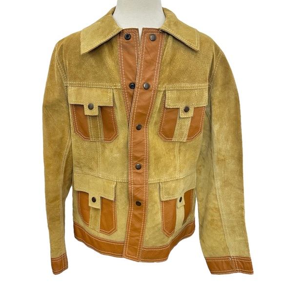 Vintage 70’s Reversible Suede Leather Mens Jacket Coat Size 40 - Picture 1 of 12